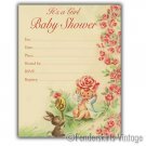 Vintage Retro 1950s Baby Girl Bunny Shower Invitations