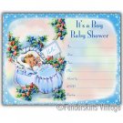 Vintage Retro Baby Boy Blue Bootie Shower Invitations