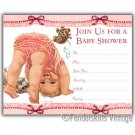 Vintage Retro 1950s Baby Pink Ruffle Shower Invitations