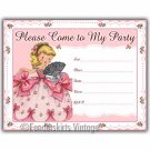 Vintage Retro Pink Girl Birthday Party Invitations