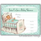 Vintage Retro 50s Baby Cradle Shower Invitations Invite