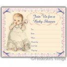 Vintage Retro 1950s Baby Girl Rattle Shower Invitations