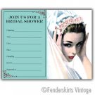 Vintage Retro Rose Bride Wedding Shower Invitations