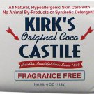 Kirk's Coco Castile Bar Soap Fragrance Free Unscented 4 oz. Coconut Oil  Soap GS