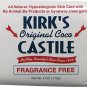 Kirk's Coco Castile Bar Soap Fragrance Free Unscented 4 oz. Coconut Oil  Soap GS