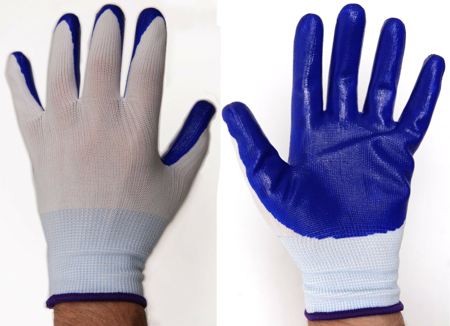 Nitrile Coated Safety Work Gloves automotive painting clean Blue Men