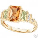 14K Yellow Gold Peridot & Citrine Diamond Ring