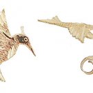 14K Italian Gold Humming Bird Stud Earrings