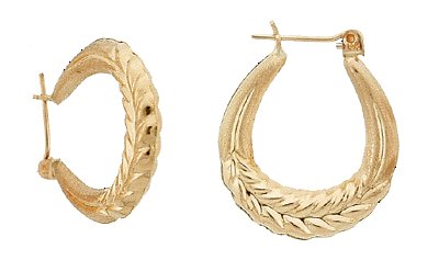14K Gold Scored Snap-Bar Hoop Earrings