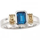 Sterling Silver & 14K Gold London Blue Topaz Ring