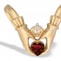 14K White or Yellow Gold Garnet Claddagh Slide Pendant