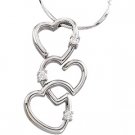 14K White Gold Triple Hearts Diamond Necklace