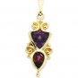14K Yellow Gold Genuine Amethyst & Garnet Pendant