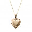 Children's 14K Gold Floral Heart Locket with Rope Chain