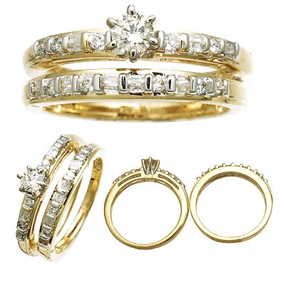 14K Yellow Gold Diamond Wedding Ring Set