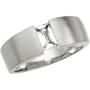 Sterling Silver Signity Star Straight Baguette CZ Ring