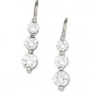 14K White Gold 3-Stone Anniversary CZ Earrings