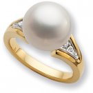 14K Yellow Gold South Sea Pearl & Diamond Ring