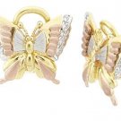14K Tri Color Gold Butterfly Earrings