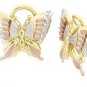 14K Tri Color Gold Butterfly Earrings