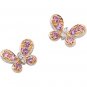 14K White Gold Genuine Pink Sapphire & Diamond Butterfly Earrings