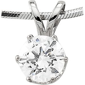14K Yellow or White Gold 3/4 CTW Round Cut CZ Pendant