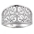 14K White Gold Diamond Cut Filigree Ring