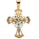 14K Gold Two Tone Crucifix Pendant