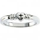 Sterling Silver Heart with Cross Ring