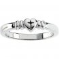 Sterling Silver Heart with Cross Ring