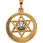 14K Gold & Genuine Diamond Star Of David Pendant