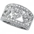 14K White Gold 1/2 CTW Hearts Diamond Ring