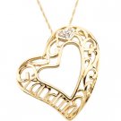 14K Yellow Gold Grandma Diamond Heart Pendant