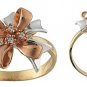 14K Gold Tri Color CZ Ribbon Ring
