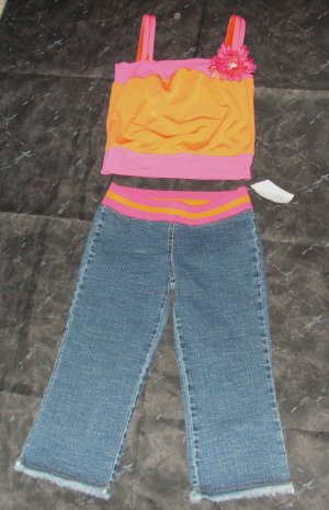 Ave Blu Denim Capri and Tank set Sz 8