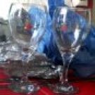 Pretty Flowers & Bows on wine glass set of 2