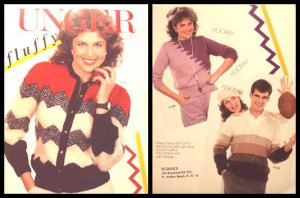KNITTING 3 Patterns Womens Cardigan and Pullover, Mens V-Neck