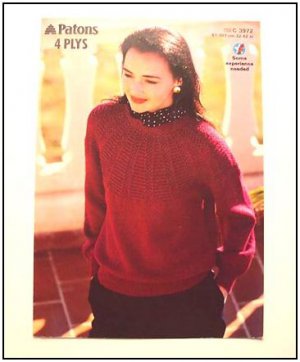 KNITTING Pattern Womens Pullover with Textured Circular YOKE Design