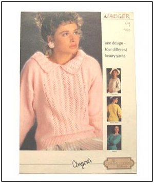 KNITTING Pattern LACE PANEL SWEATER with Collar