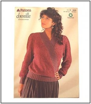 KNITTING Pattern V-NECK CROSSOVER Sweater in Chenille