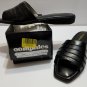 Oomphies Slippers Black Leather Wedge Size 10 Women's Open-toe Slides Destiny Style SHIPS FREE