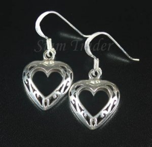 Sterling Silver Heart Dangling Earrings AESS1911