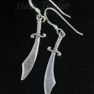 Sterling Silver Scimitar/Sword Dangling Earrings AESS1344