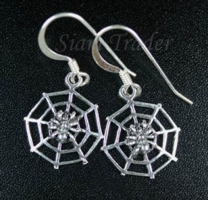 Sterling Silver Spider & Web Earrings AESS1933