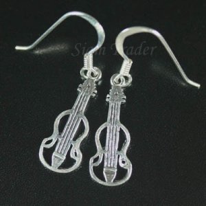 Sterling Silver Cello Dangling Earrings AESS1714