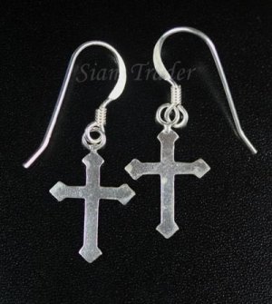 Sterling Silver Fleur-De-Lis Cross Earrings AESS145