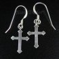 Sterling Silver Fleur-De-Lis Cross Earrings AESS145