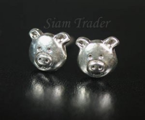 Sterling Silver Pig -  Stud Earrings AESS1781