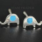 Sterling Silver Elephant w/ Turquoise Stud Earrings AESS1186