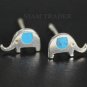 Sterling Silver Elephant w/ Turquoise Stud Earrings AESS1186